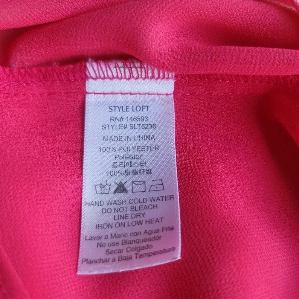 Style LOFT Tank Top Hot Pink Slit Open Back Flowy Women's sz S - Picture 9 of 9